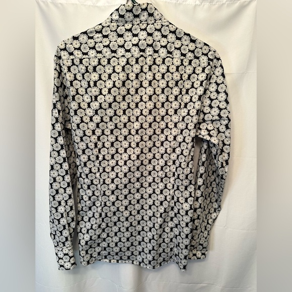 Ted Baker Men's Shirt Size 3 (M) Black Floral Print Long Sleeve Cotton Button Up - Picture 5 of 8